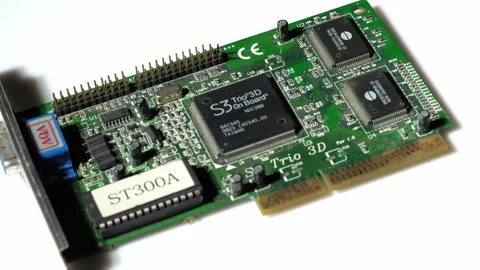 S3 Trio 3D: Vintage Windows 98 Video Card Chip - Close-Up Stock Footage 290242609