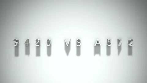 S420 vs a572 3D title animation white text on a white background Video stock 299647101