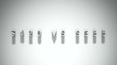 S420 vs s355 3D title animation white text on a white background Stock Footage 299647111