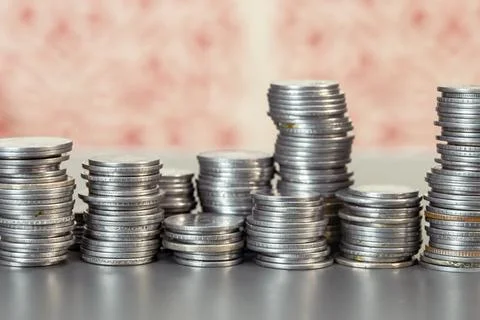 SA closeup of stack of Coins Stock Photos