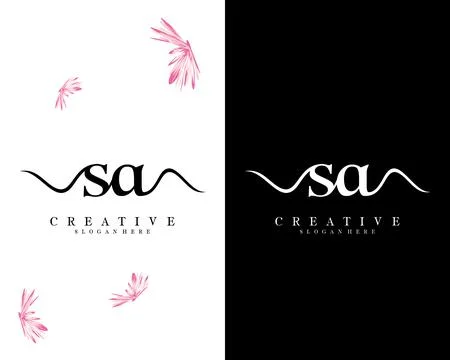 Sa, as creative script font letter logo design template vector Illustrazione stock