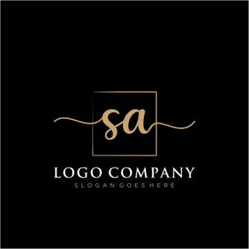 SA Initial handwriting logo with rectangle template vector Stock Illustration