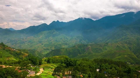 Sa Pa - June 2015: Time lapse of lush valley with rice terraces. 4K resolution. Stock Footage 51831667