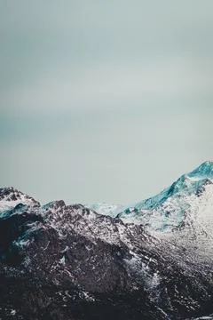 SA super close up of a mountain range with snow in the peak Stock Photos