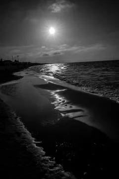Saaidia sunset Beach and waves with sunset Stock Photos