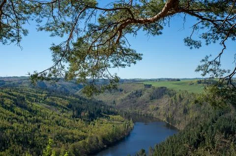 The Saale Loop is located in the Saale-Orla district in the Thuringian Fore.. Stock-Fotos