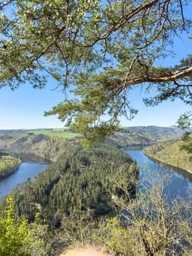The Saale Loop is located in the Saale-Orla district in the Thuringian Fore.. Stock-Fotos