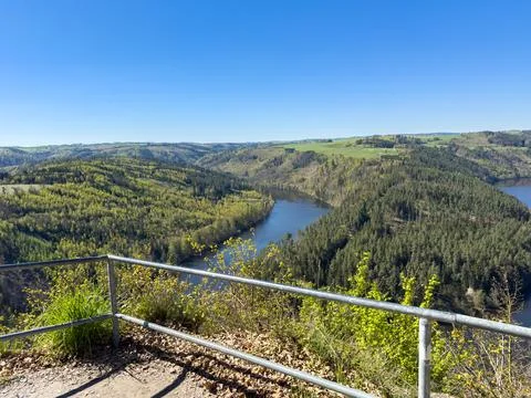 The Saale Loop is located in the Saale-Orla district in the Thuringian Fore.. Stock-Fotos