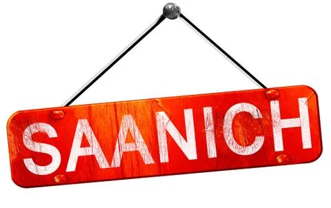 Saanich, 3D rendering, a red hanging sign Stock Illustration