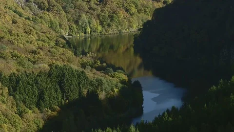 Saar loop at Cloef. A famous view point.Saarschleife Stock Footage 74457164