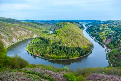 Saar loop at mettlach, famous view point Stock Photos