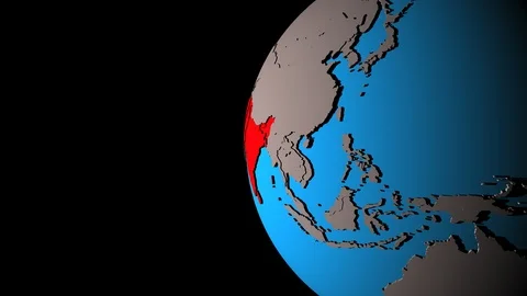 SAARC memeber states on 3D globe Stock Footage 112572966