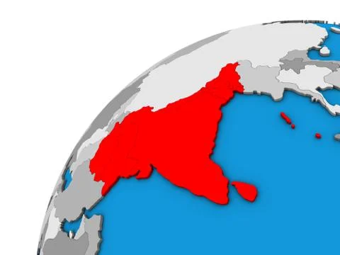 SAARC memeber states on 3D globe Illustrazione stock
