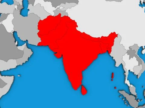 SAARC memeber states on 3D map Illustrazione stock