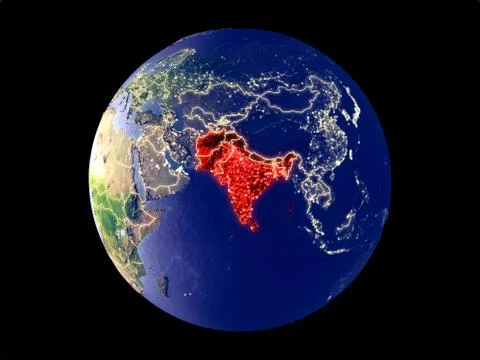 SAARC memeber states on Earth from space イラスト素材