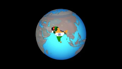 SAARC memeber states with flags on 3D map Stock Footage 106566864