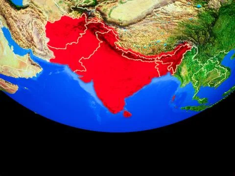 SAARC memeber states from space on Earth Illustrazione stock