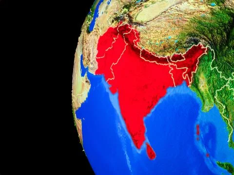 SAARC memeber states from space Illustrazione stock