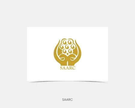SAARC Rectangle flag icon with shadow. 스톡 일러스트