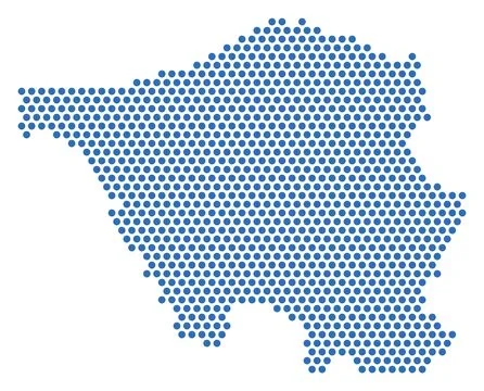 Saarland dotted map, blue dots, German federal state Illustrazione stock