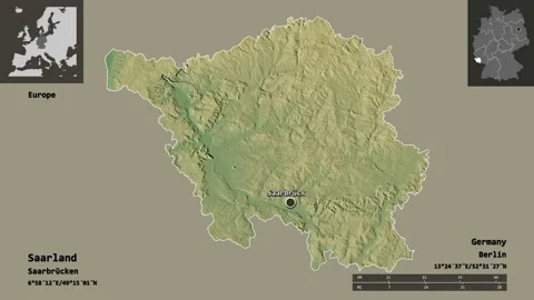 Saarland location. Germany. Relief map Stock Footage 135339644
