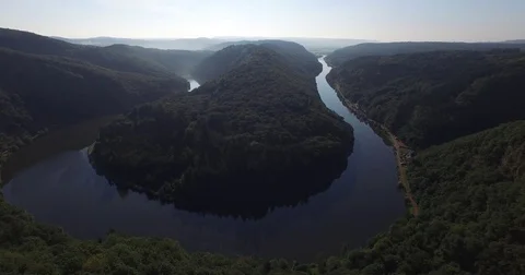 The "Saarschleife" a beatuiful part of the river "Saar" in Saarland, Germany Stock Footage 73181336