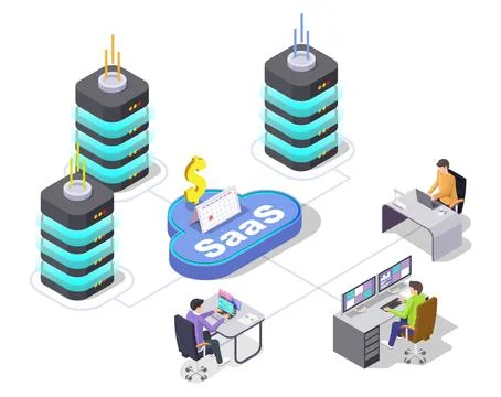 SAAS 3d vector software as service concept Stock Illustration