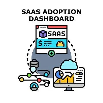 Saas adoption dashboard tracking analytics and user lifecycle Stockillustratie