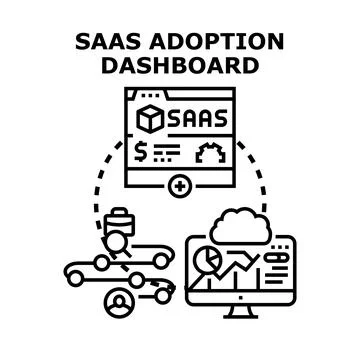Saas adoption dashboard tracking analytics and user lifecycle Stock Illustration