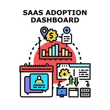 Saas adoption dashboard tracking digital business growth Stock Illustration