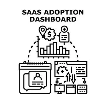 Saas adoption dashboard tracking digital business growth Stock Illustration