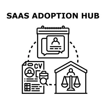 Saas adoption hub concept representing software integration Stockillustratie