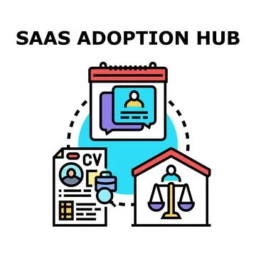 Saas adoption hub concept representing software integration Stockillustratie