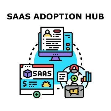 Saas adoption hub managing software service and business growth Stock Illustration