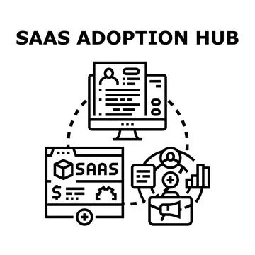 Saas adoption hub managing software service and business growth Stock Illustration