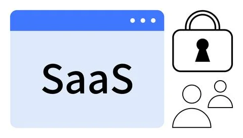 SaaS Application with Security Features and User Access Control Stock Illustration