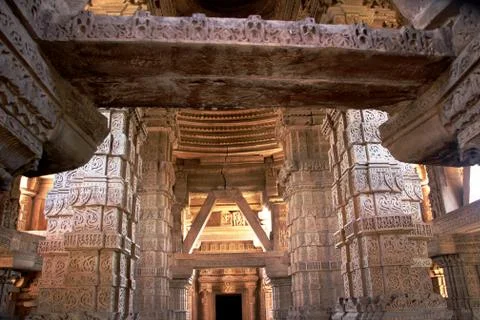 Saas-Bahu Temple Interior Stock Photos