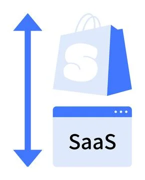 SaaS Benefits Ecommerce and Cloud Software Integration Simplified Stock Illustration