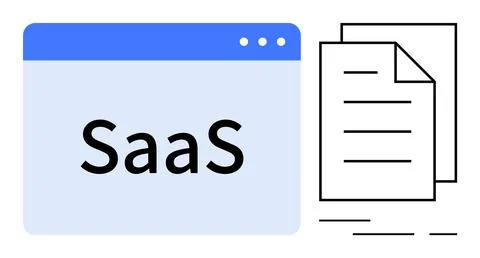 SaaS Browser Window with Documents Representing Cloud-based Software Solution イラスト素材