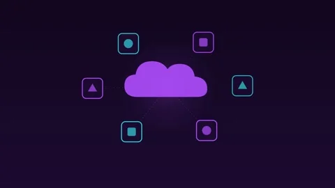 Saas cloud apps modules orbiting plum cloud loop 動画素材 342612206