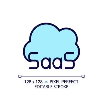 SaaS cloud computing pixel perfect RGB color icon Stock Illustration