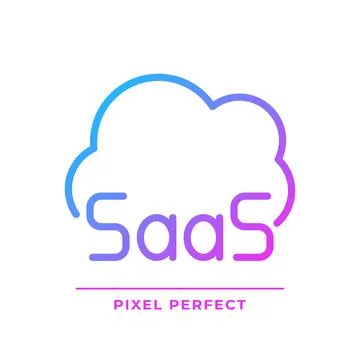 SaaS cloud computing pixel perfect gradient linear vector icon Stockillustratie