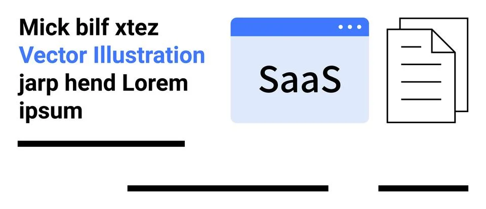 SaaS Concept with Browser Window and Documents for Business Applications Stock Illustration