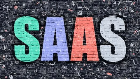 SAAS on Dark Brick Wall Stock Illustration