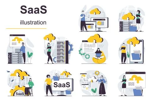 SaaS Flat Illustrations Stock Illustration
