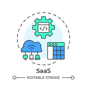 SaaS flat linear concept icon Stock Illustration