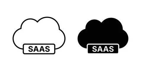 SaaS icon in black and white. vector icon pack for websites 스톡 일러스트