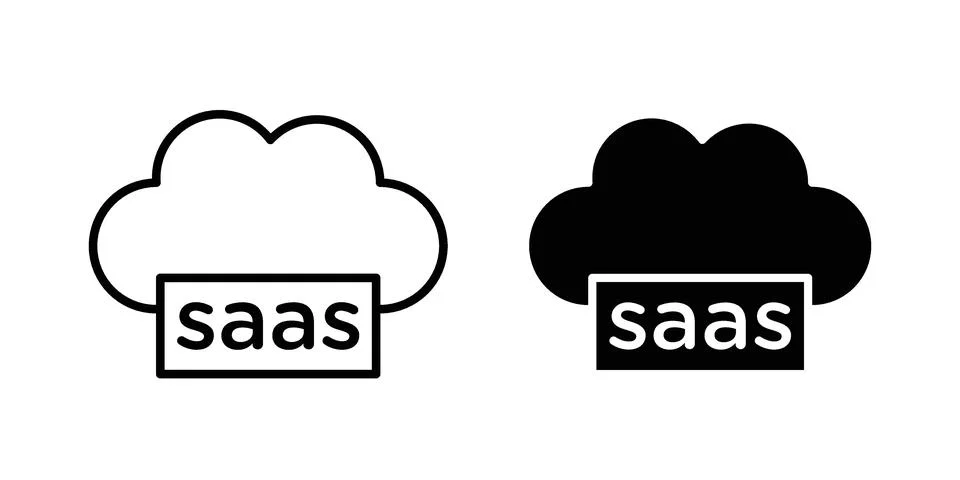 SaaS icon black vector isolated on white Stock Illustration