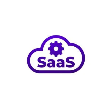 SaaS icon with a cloud and gear Illustrazione stock