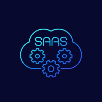Saas icon with cloud, line vector design Stock Illustration